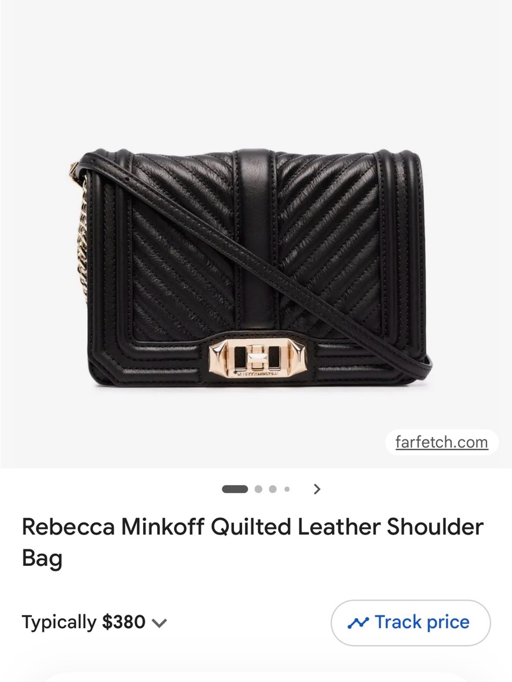 Rebecca Minkoff Black Quilted Leather Shoulder Bag with Gold-Tone Hardware